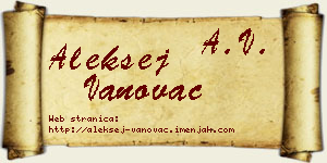 Aleksej Vanovac vizit kartica